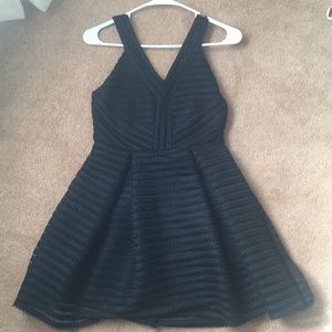 Black crochet party dress